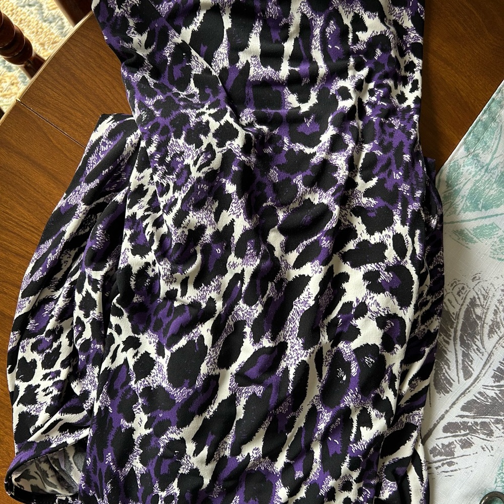 Leopard Print Skirt Set - Purple and Black